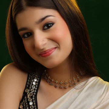 Neelam Blue Grey Stone Kundan Choker