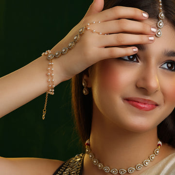 Sheeshmahal Bridal Set – Necklace, Haath Phool, Maang Tikka & Earrings