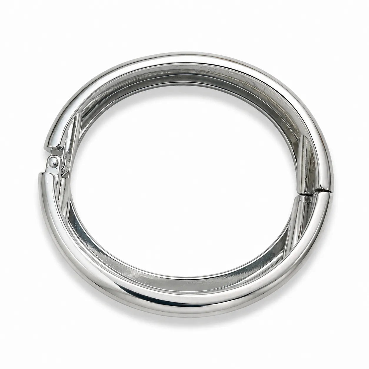 Silver hoop bangle on a white background