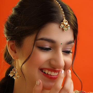 Chaand Jodi Complete Set – Kundan Chandbali Maang Tikka & Earrings