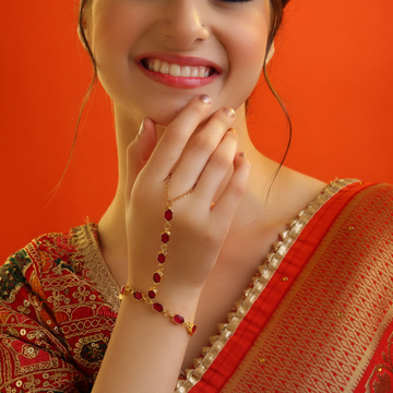 Laal Jaal Ruby Red Stone Haath Phool