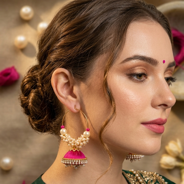 Oversized Hot Pink Jhumki Earrings