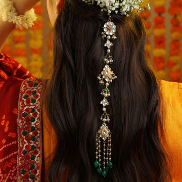 Hara Rang Kalgi Meenakari Green Flower Hair Tassel