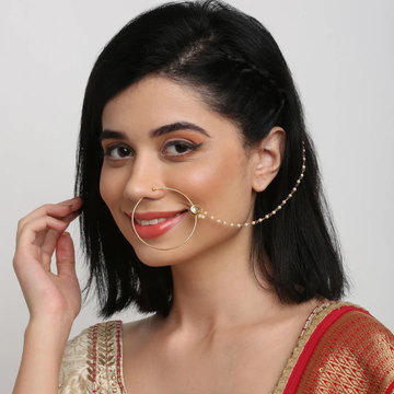 Ruby Raang Women's Kundan Nose Ring