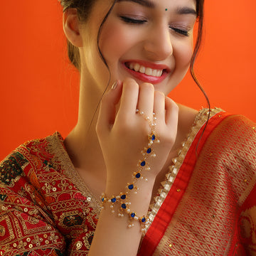 Neel Bail Blue Stone Pearl Haath Phool