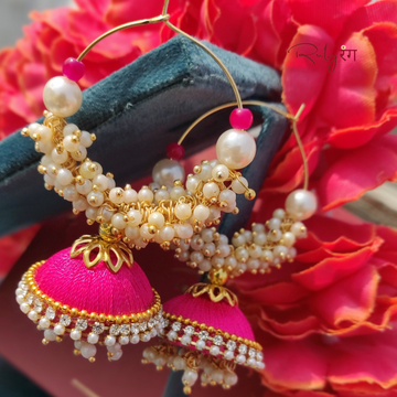 Oversized Hot Pink Jhumki Earrings