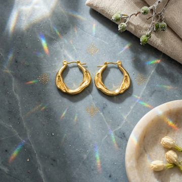 Gold Twisted Swirl Hoop Earrings