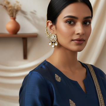 Kundan and Pearl Ear Chain (set of 2)