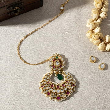 Golden Anti Tarnish Chain and Kundan Ear Chain