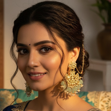 Golden Anti Tarnish Kanoti with Maroon Kundan Stones (set of 2)