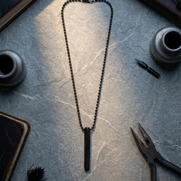 Black Bar Pendant Ball Chain Necklace (Unisex)