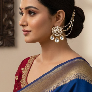 Three Layered Pearl Kanoti Kaan Chain with Kundan (set of 2)