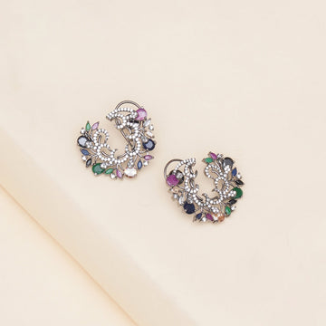 Multi Flower Oversized Stud Earrings
