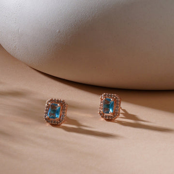 Blue Rose Gold Studs