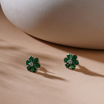 Forest Green Stone Flower Studs