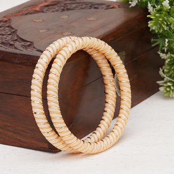 Cream Bangles with Gold Foil Detailing (set of 2)