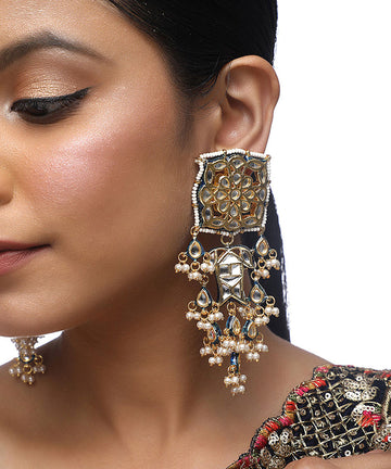 KUNDAN SQUARE EARRINGS