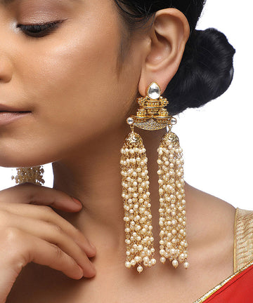 KUNDAN TASSLE EARRINGS