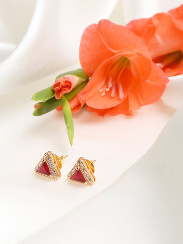 Maroon Diamond Studs