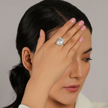 Adjustable White Diamond Finger Ring