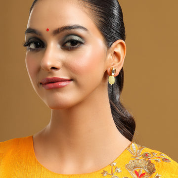 Yellow Kundan Studs
