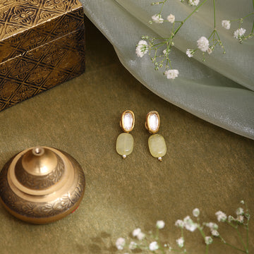Yellow Kundan Studs