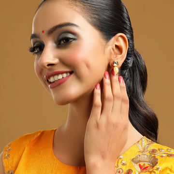Yellow Kundan Studs