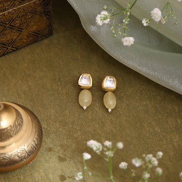 Yellow Kundan Studs