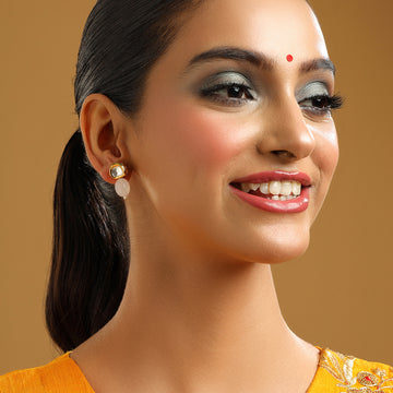Pink Kundan Studs