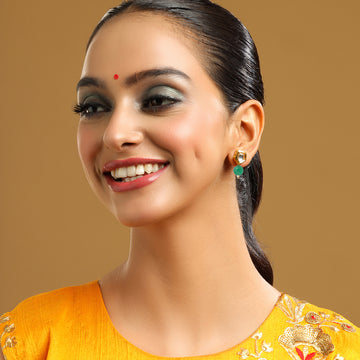 Green Kundan Studs