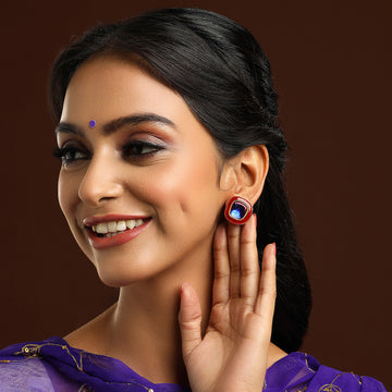 Blue Kundan Studs