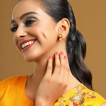 Yellow Kundan Studs