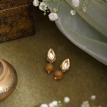Yellow Kundan Studs