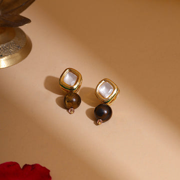 Tiger Eye Stone Kundan Studs