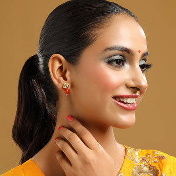 Red Carnelian Kundan Studs