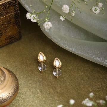 Clear Quartz Kundan Studs