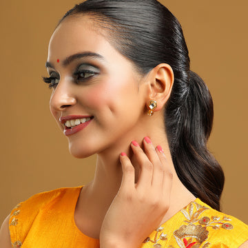 Yellow Citrine Kundan Studs