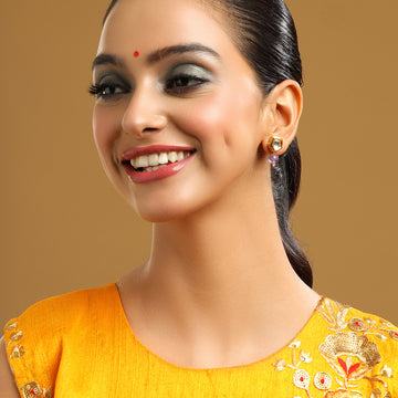 Purple Amethyst Kundan Studs