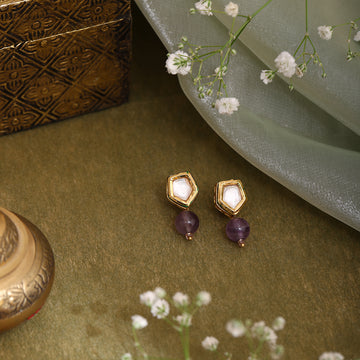 Purple Amethyst Kundan Studs