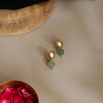 Green Aventurine Kundan Studs
