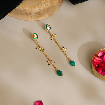 Long Kundan Dangler Earrings
