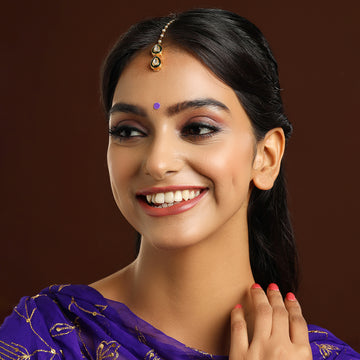 Double Teardrop Kundan Maang Tikka with Meenakari