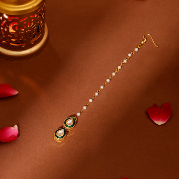 Double Teardrop Kundan Maang Tikka with Meenakari