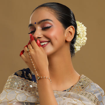 Green Meenakari Kundan Haath Phool