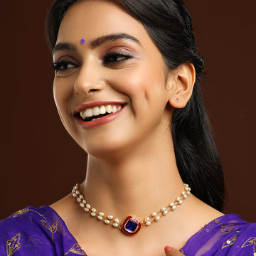 Blue Meenakari & Pearl Choker