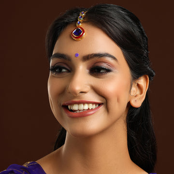 Blue Meenakari Kundan Maang Tikka