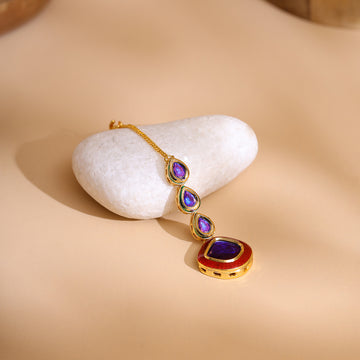 Blue Meenakari Kundan Maang Tikka