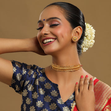 Golden Choker with Round Studs