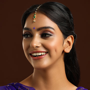 Green Meenakari Kundan Maang Tikka