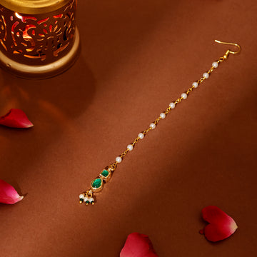 Green Meenakari Kundan Maang Tikka
